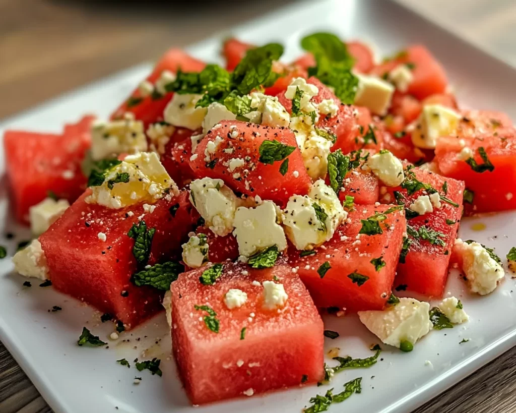 Fruit Salad: Watermelon Mint and Feta Fruit Salad in 10 Minutes