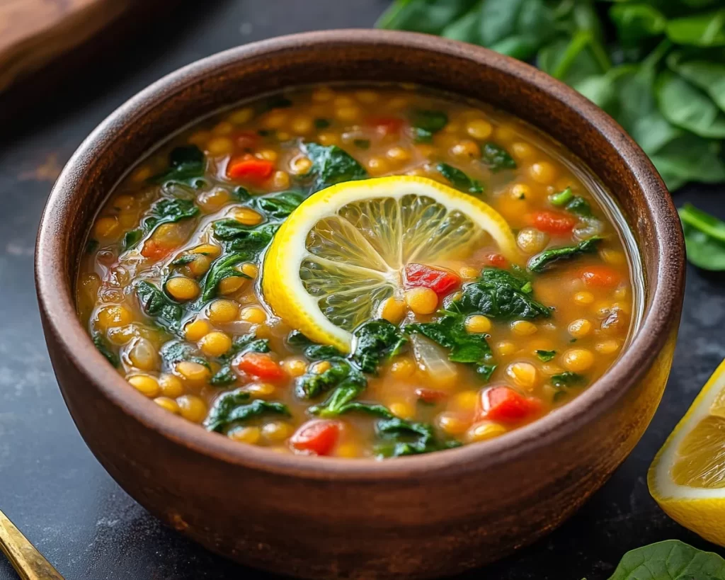 Mediterranean Diet Recipes: Mediterranean Lentil Soup With Lemon and Spinach in 25 Minutes