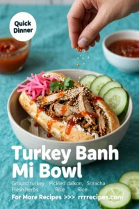 Ground Turkey Recipes: Turkey Banh Mi Bowl With Pickled Daikon and Sriracha in 25 Minutes