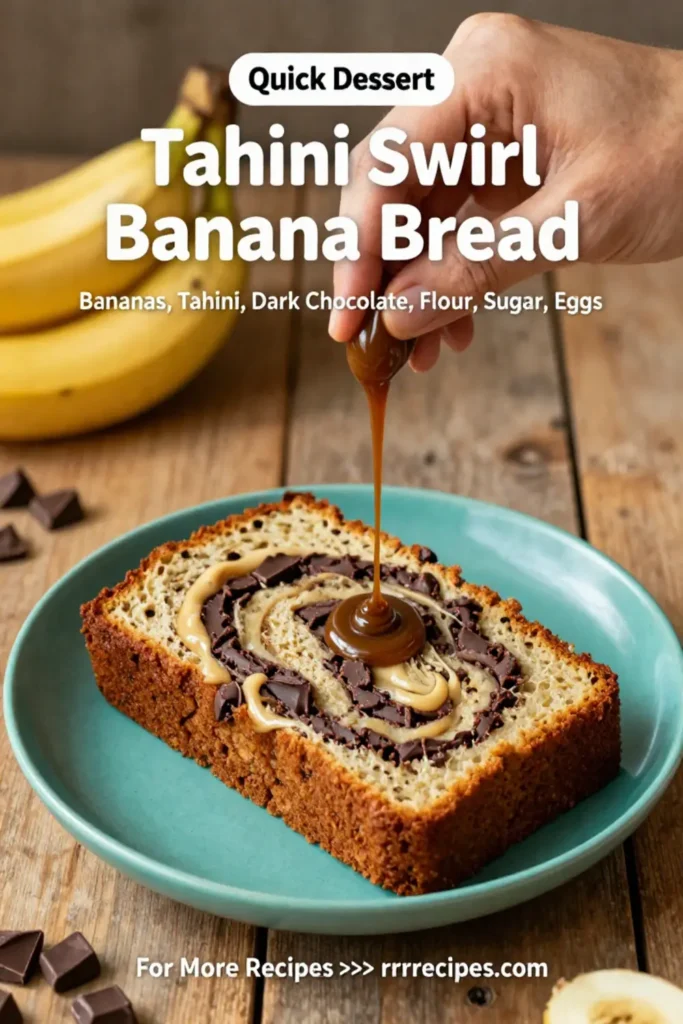 Banana Bread: Tahini Swirl Banana Bread With Dark Chocolate Chunks in 35 Minutes