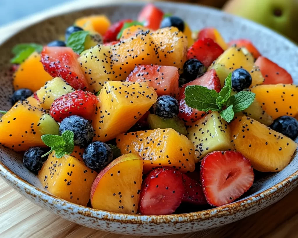 Fruit Salad: Rainbow Fruit Salad With Honey Poppy Seed Dressing in 15 Minutes