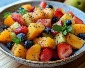Fruit Salad: Rainbow Fruit Salad With Honey Poppy Seed Dressing in 15 Minutes