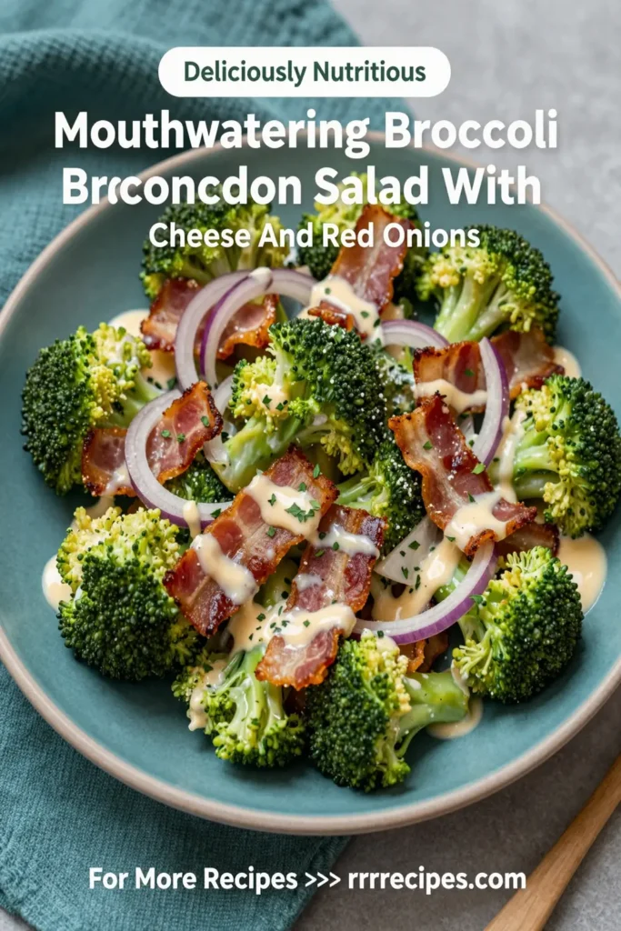 Mouthwatering Broccoli Bacon Salad With Cheese And Red Onions