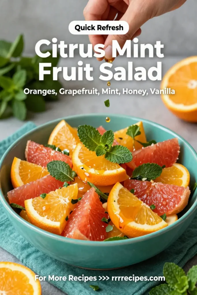 Fruit Salad: Citrus Mint Fruit Salad With Honey Vanilla Glaze in 10 Minutes