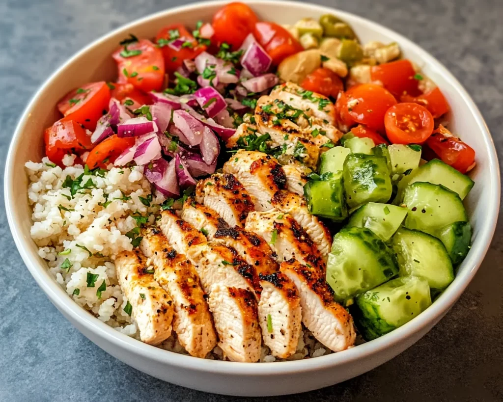 Healthy Dinner Recipes: High Protein Greek Chicken Bowl in 25 Minutes