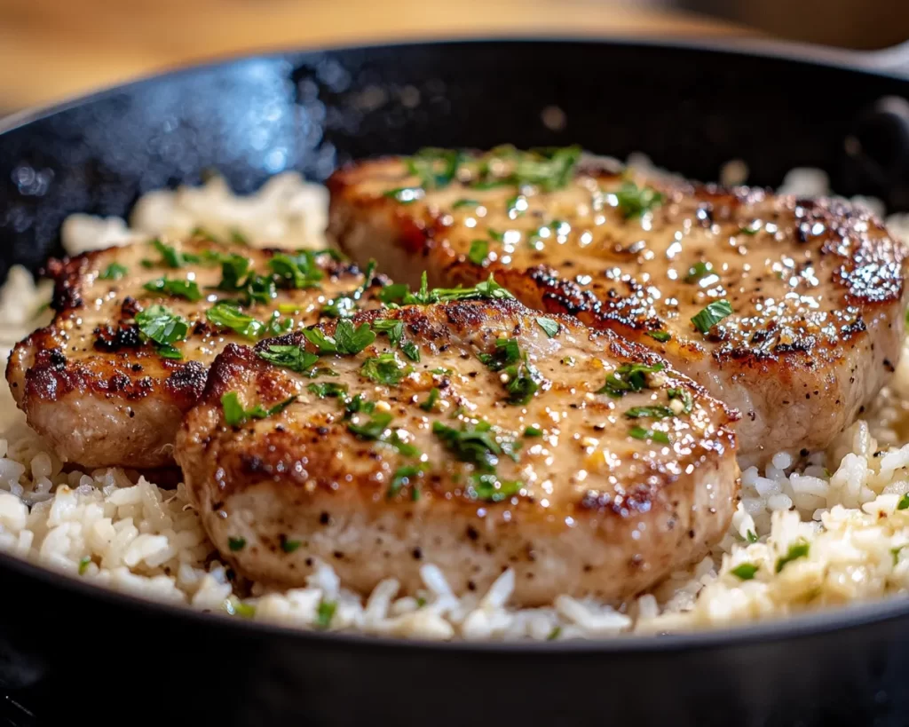 Easy Recipes: One Skillet Honey Garlic Pork Chops and Rice in 25 Minutes