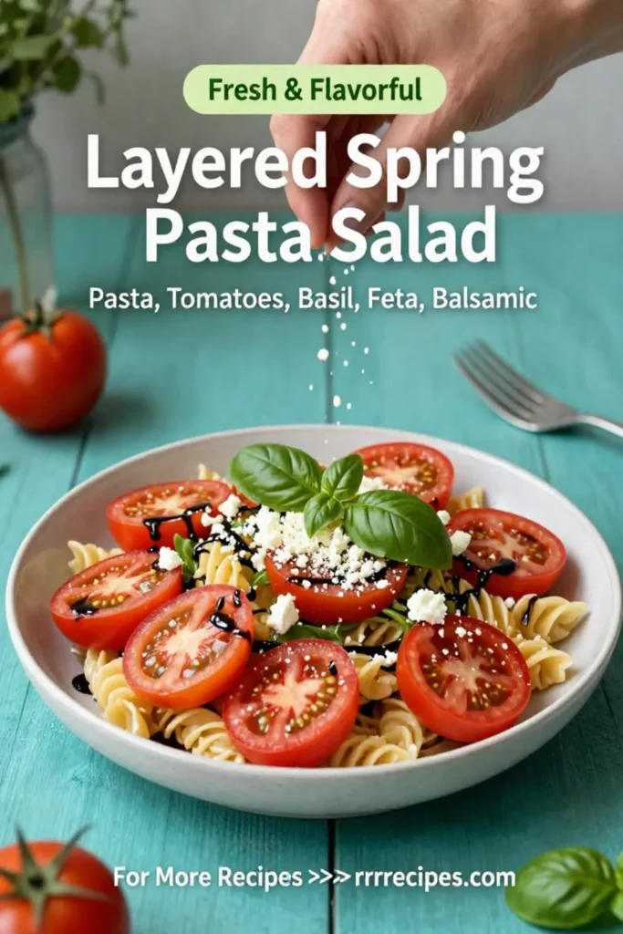 Layered Spring Pasta Salad with 12 Tempting Tomatoes
