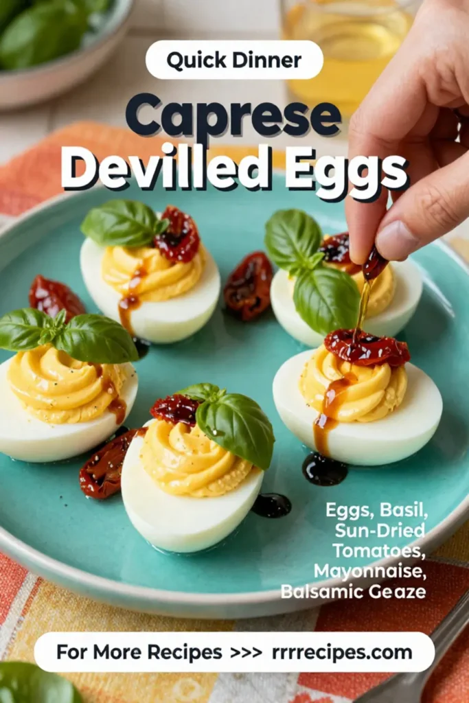 Deviled Eggs: Caprese Deviled Eggs With Basil and Sun Dried Tomato in 20 Minutes