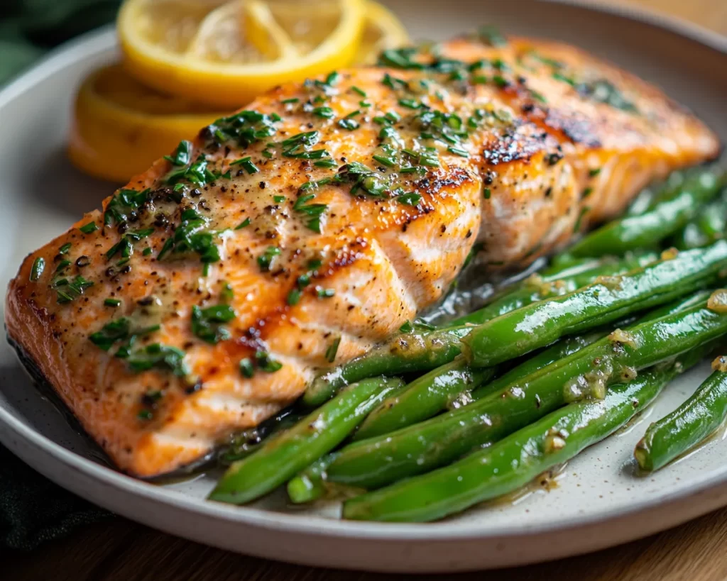 Salmon Recipes: One Pan Dijon Herb Salmon and Green Beans in 20 Minutes