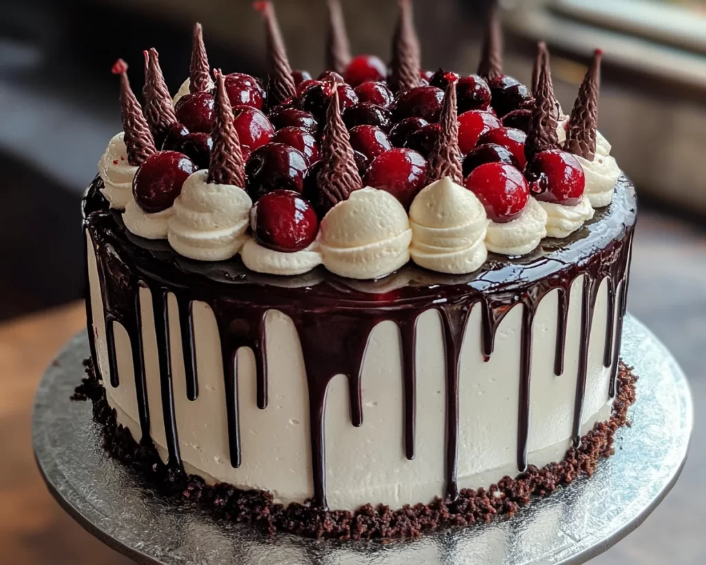 Birthday Cake: Black Forest Drip Birthday Cake With Cherries in 45 Minutes