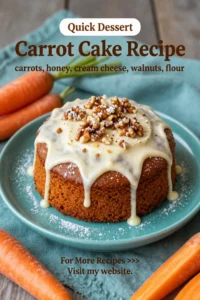 Carrot Cake Recipe: One Layer Carrot Cake With Honey Cream Cheese Glaze in 35 Minutes