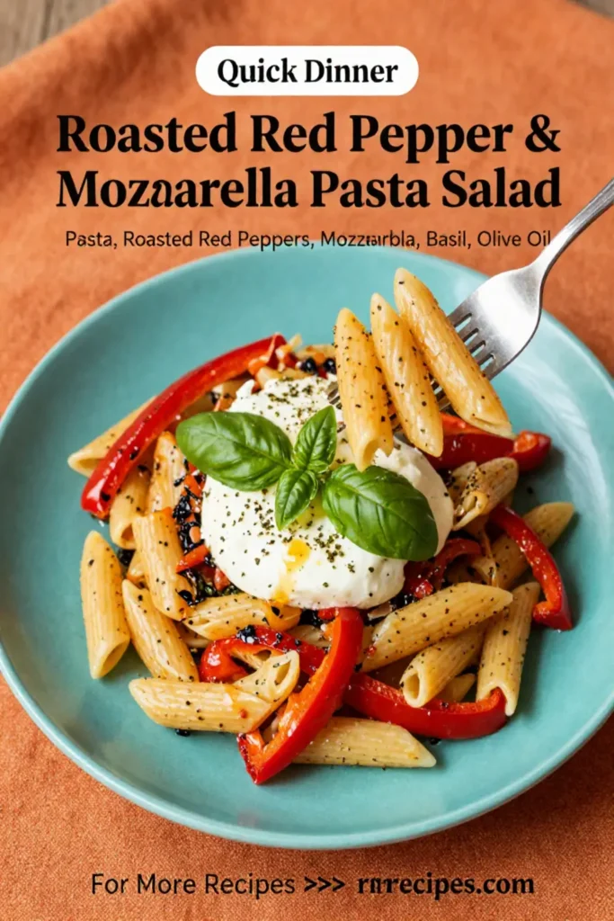 Pasta Salad: Roasted Red Pepper and Mozzarella Pasta Salad in 20 Minutes
