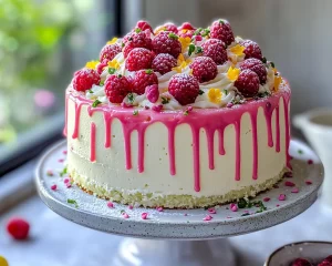 Birthday Cake: Lemon Raspberry Drip Birthday Cake in 45 Minutes