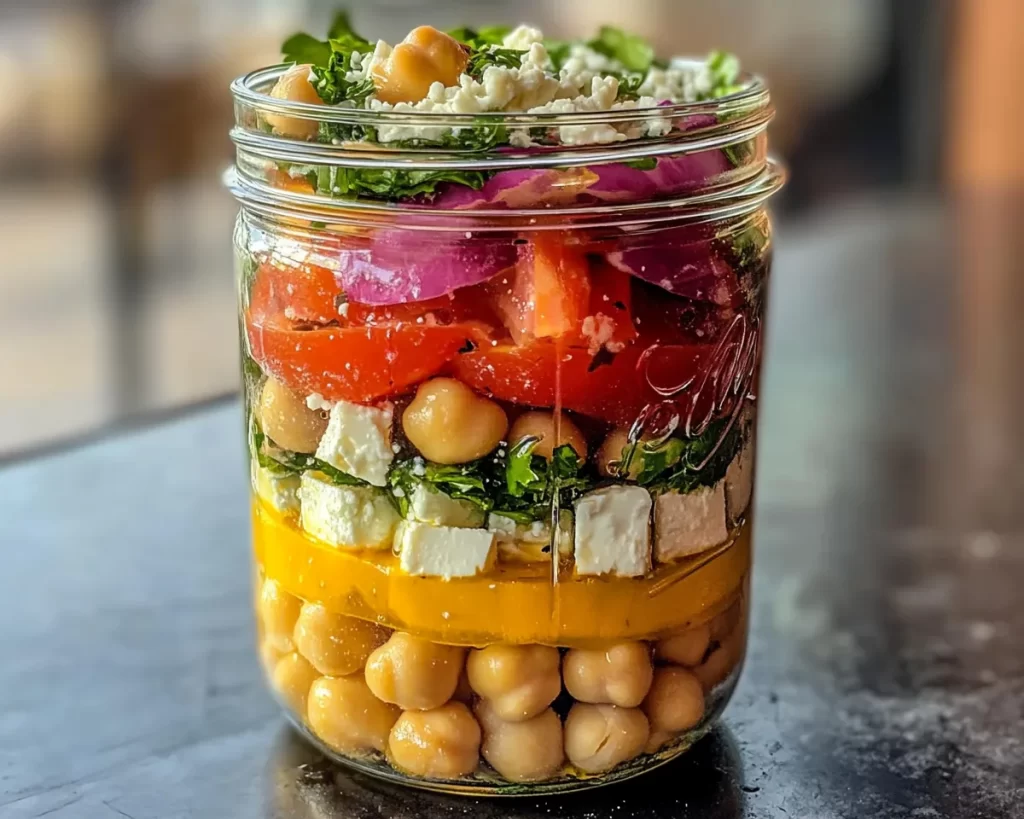 Lunch Ideas: Mason Jar Greek Salad With Chickpeas and Feta in 10 Minutes