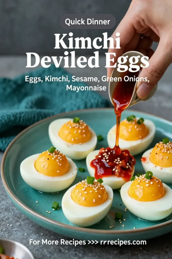 Deviled Eggs: Kimchi Deviled Eggs With Sesame and Green Onion in 20 Minutes
