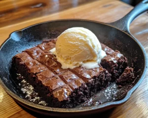 Dessert Recipes: Skillet Brownie With Vanilla Ice Cream in 20 Minutes