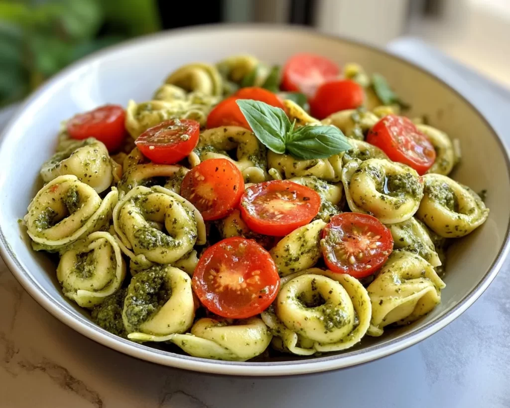 Pasta Salad: Cold Tortellini Pasta Salad With Pesto and Tomatoes in 20 Minutes