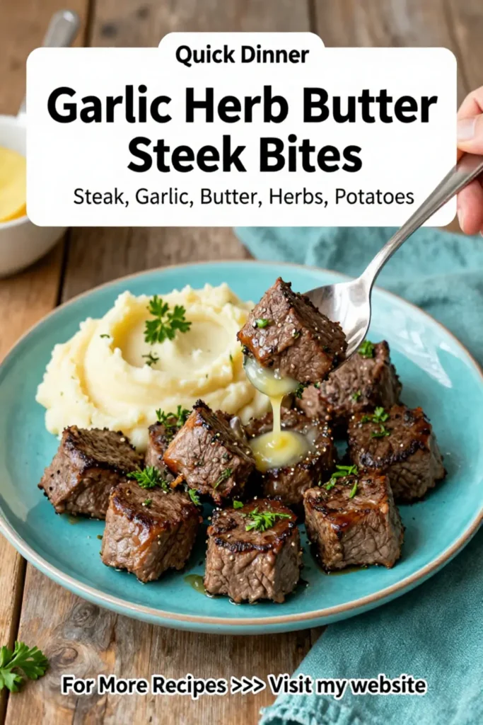 Dinner Ideas: Garlic Herb Butter Steak Bites With Mashed Potatoes in 25 Minutes