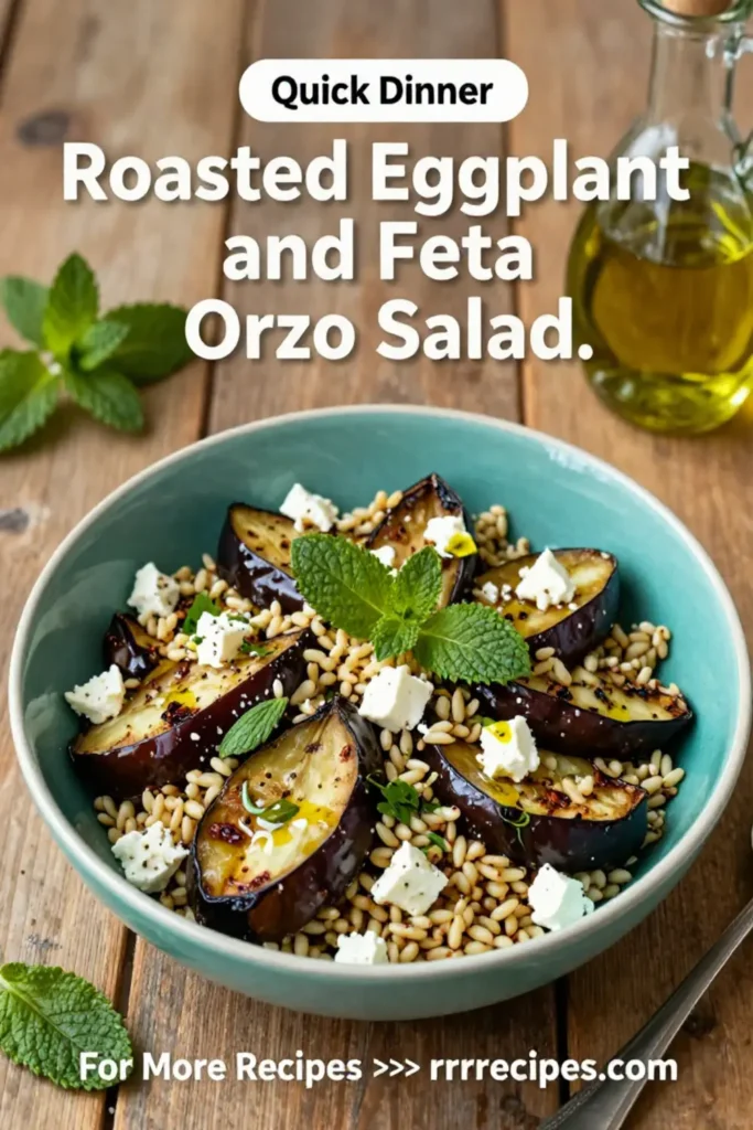 Pasta Salad Recipes: Roasted Eggplant and Feta Orzo Salad With Mint in 25 Minutes