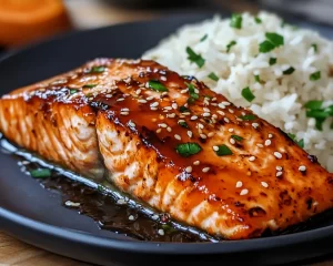 Salmon Recipes: Honey Sriracha Baked Salmon With Sesame Rice in 20 Minutes
