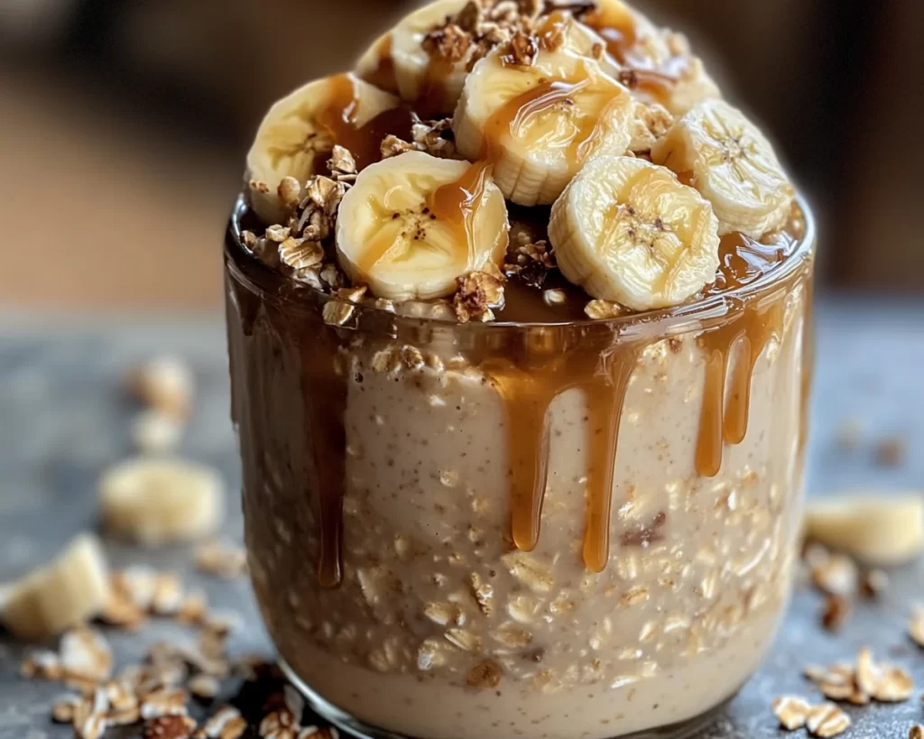 Overnight Oats: Banana Foster Overnight Oats With Caramel Drizzle in 5 Minutes