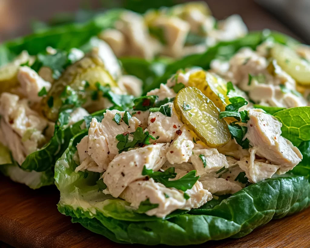 Lunch Ideas: Dill Pickle Chicken Salad Lettuce Wraps in 10 Minutes