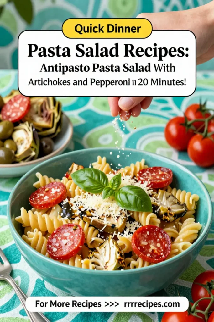 Pasta Salad Recipes: Antipasto Pasta Salad With Artichokes and Pepperoni in 20 Minutes
