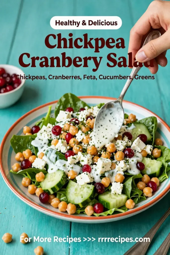 Chickpea Cranberry Salad (Creamy Feta Dressing)
