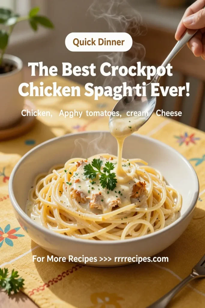 The Best Crockpot Chicken Spaghetti Ever!
