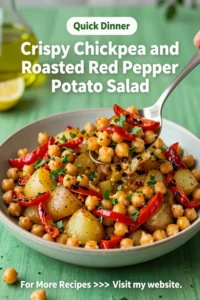 Potato Salad: Crispy Chickpea and Roasted Red Pepper Potato Salad in 25 Minutes