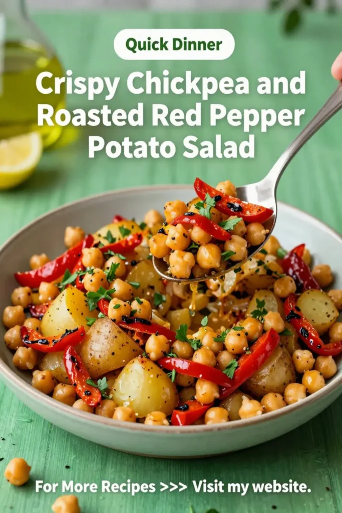 Potato Salad: Crispy Chickpea and Roasted Red Pepper Potato Salad in 25 Minutes