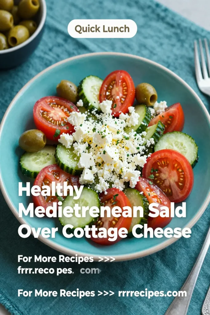Healthy Mediterranean Salad Over Cottage Cheese
