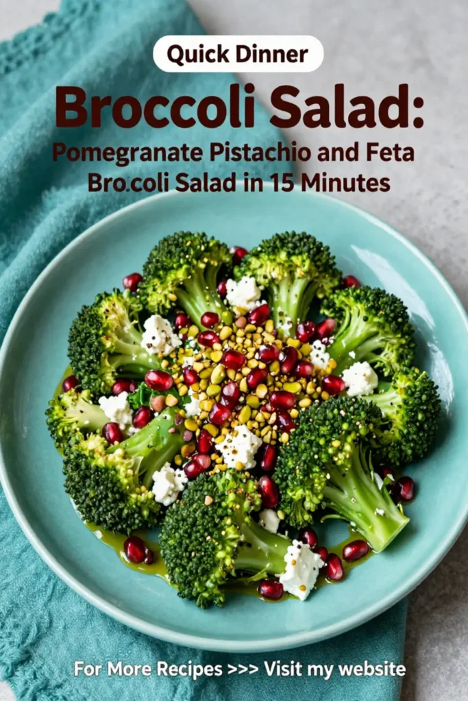 Broccoli Salad: Pomegranate Pistachio and Feta Broccoli Salad in 15 Minutes