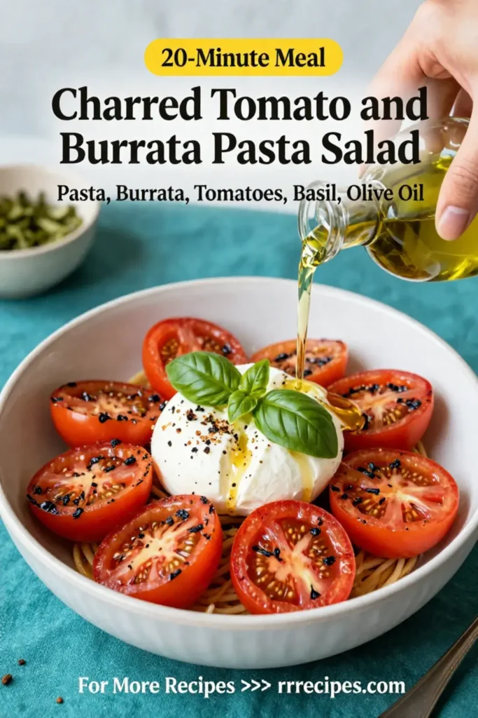 Pasta Salad Recipes: Charred Tomato and Burrata Pasta Salad With Crispy Basil in 20 Minutes