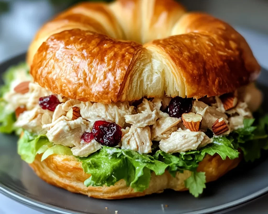 Chicken Salad Recipe: Cranberry Walnut Chicken Salad Croissant Sandwich in 15 Minutes