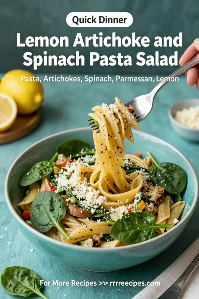 Pasta Salad: Lemon Artichoke and Spinach Pasta Salad With Parmesan in 20 Minutes