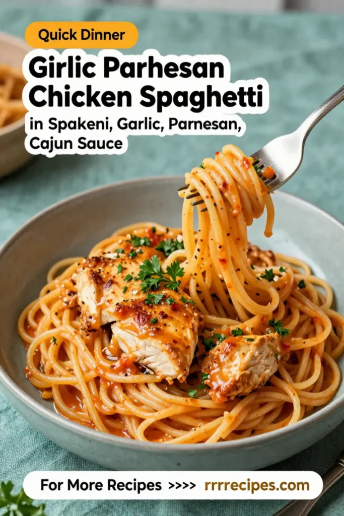 Garlic Parmesan Chicken Spaghetti in Spicy Cajun Cream Sauce