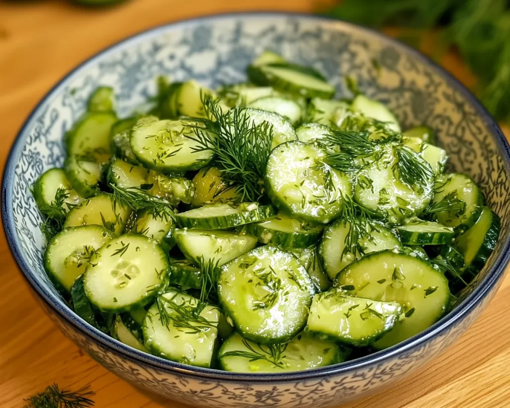Cucumber Salad: White Wine Vinegar and Dill Fresh Cucumber Salad in 10 Minutes