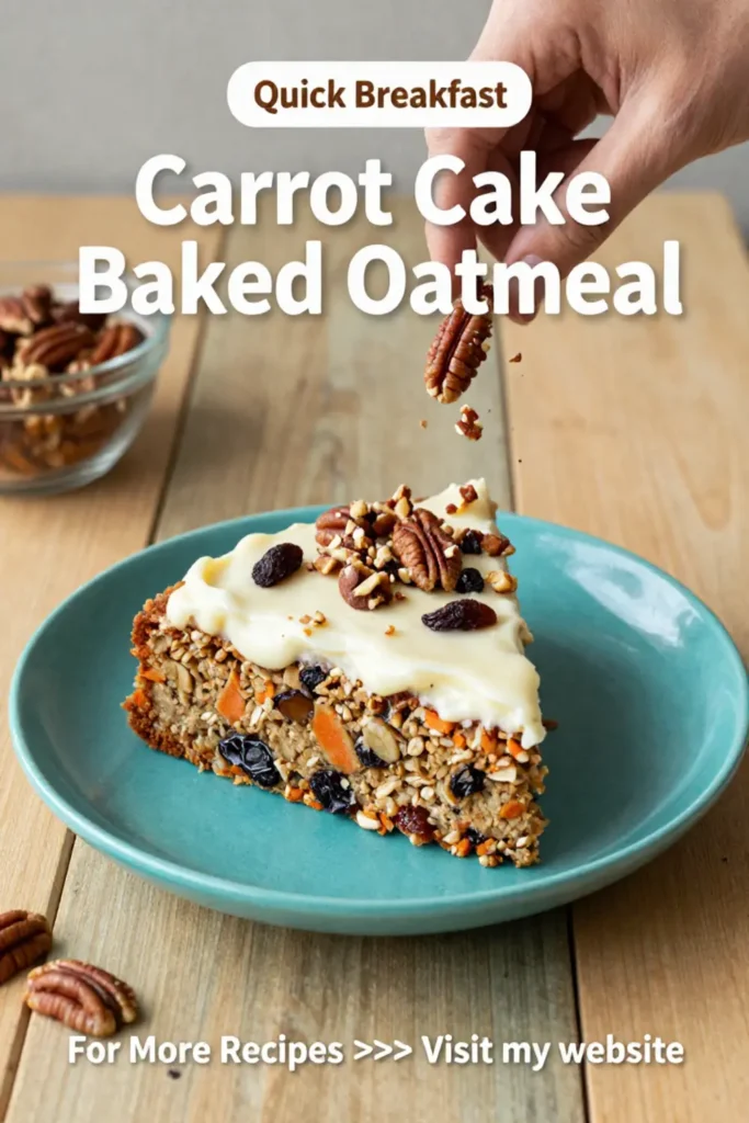 Carrot Cake Recipe: Carrot Cake Baked Oatmeal With Raisins and Pecans in 30 Minutes