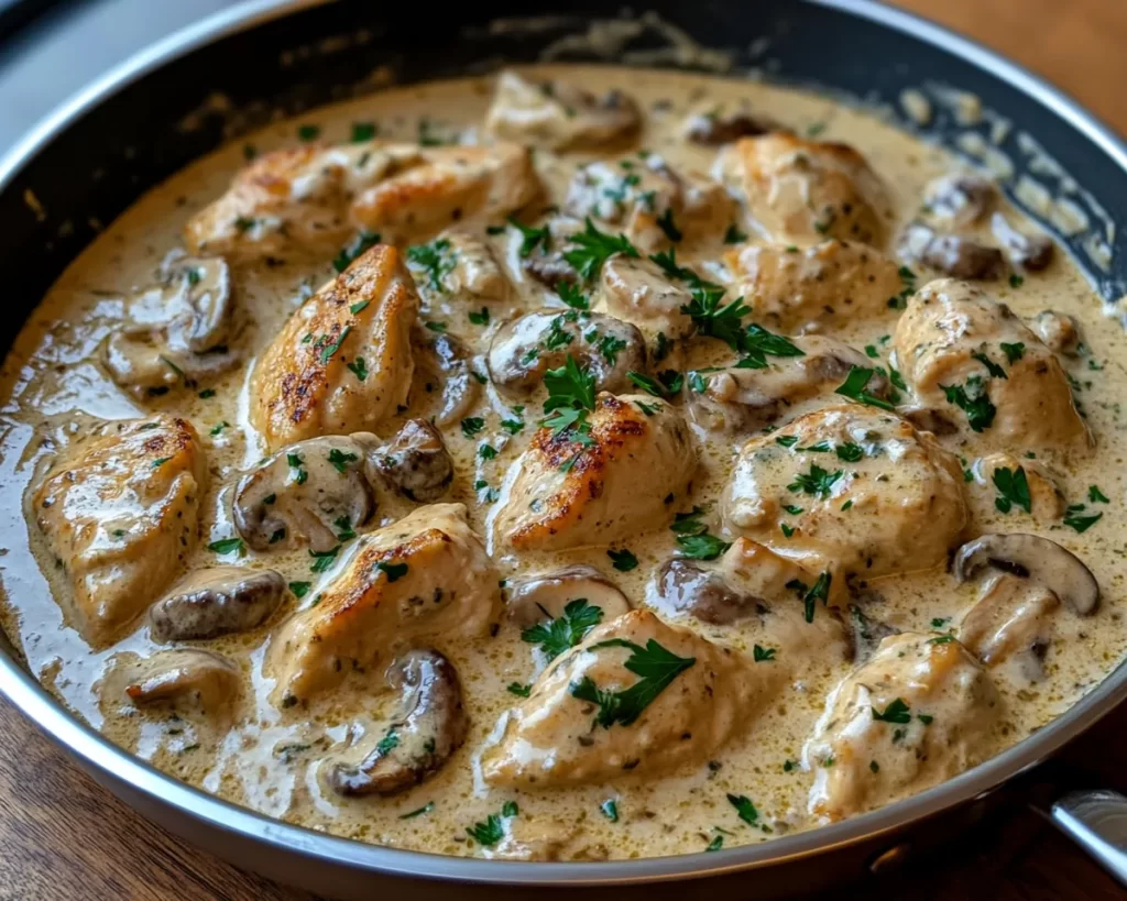 Easy Recipes: One Pan Creamy Chicken and Mushroom Skillet in 20 Minutes