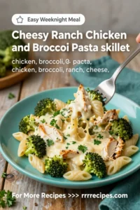 Cheesy Ranch Chicken and Broccoli Pasta Skillet