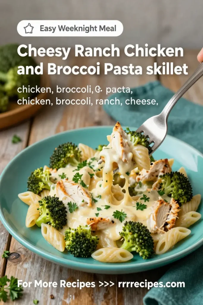 Cheesy Ranch Chicken and Broccoli Pasta Skillet