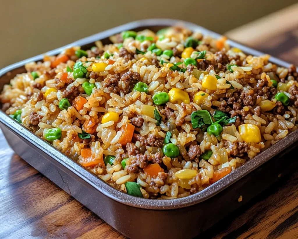Ground Beef Recipes: One Pan Ground Beef and Vegetable Fried Rice in 20 Minutes