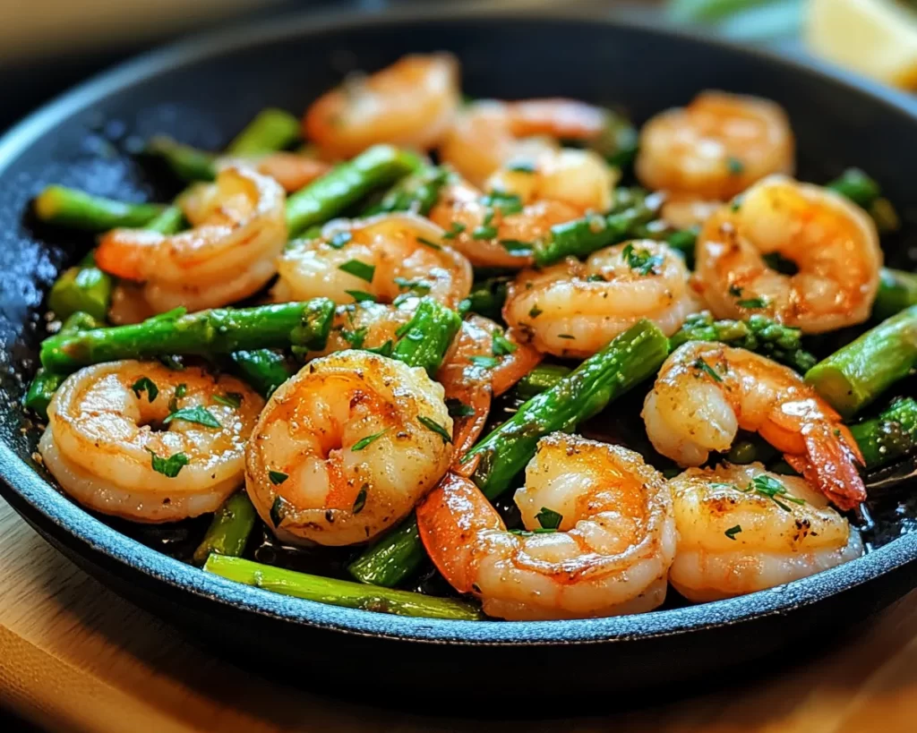 Shrimp Recipes: One Skillet Garlic Butter Shrimp and Asparagus in 15 Minutes
