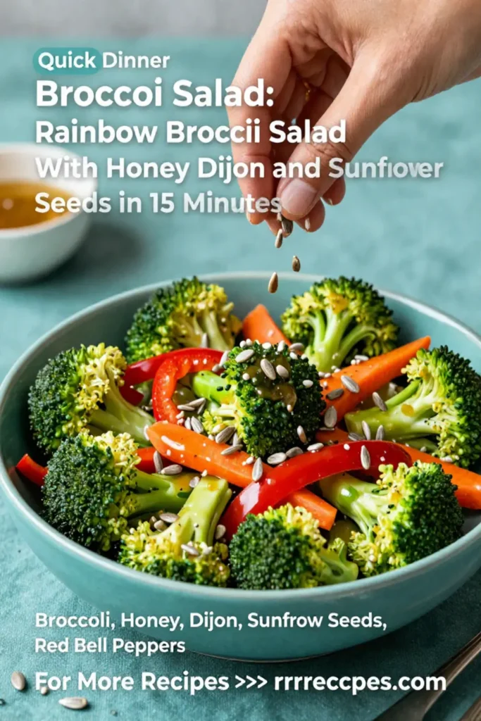 Broccoli Salad: Rainbow Broccoli Salad With Honey Dijon and Sunflower Seeds in 15 Minutes