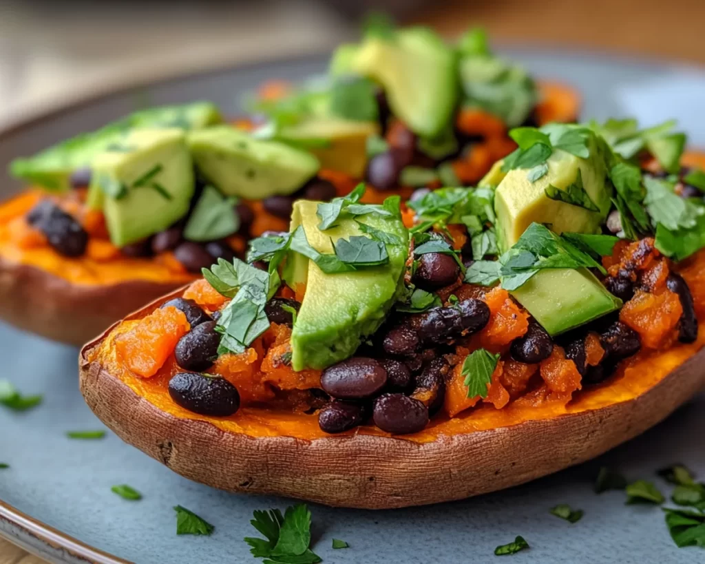Sweet Potato Recipes: Black Bean Stuffed Sweet Potatoes With Avocado in 25 Minutes