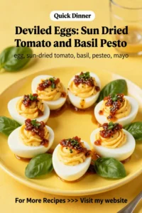 Deviled Eggs: Sun Dried Tomato and Basil Pesto Deviled Eggs in 20 Minutes