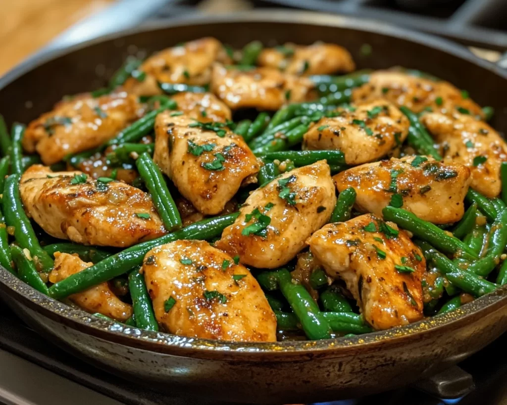 Dinner Recipes: One Pan Garlic Butter Chicken and Green Beans in 25 Minutes
