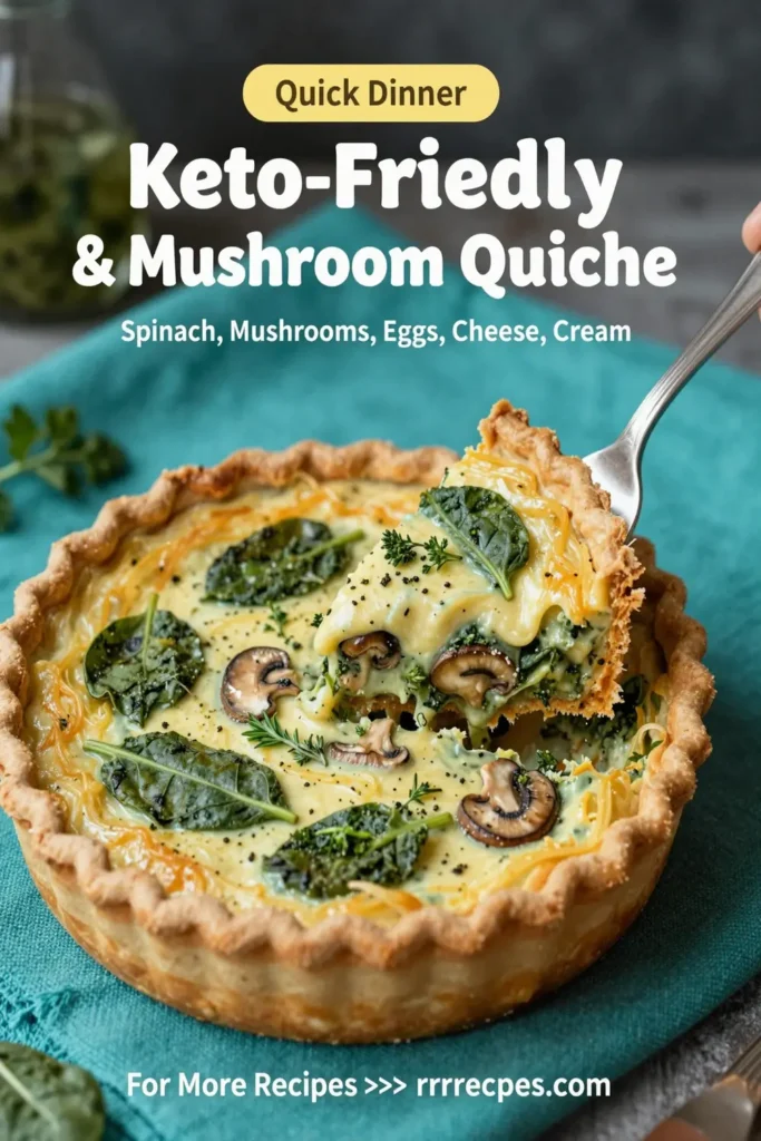 Keto-Friendly Spinach & Mushroom Quiche