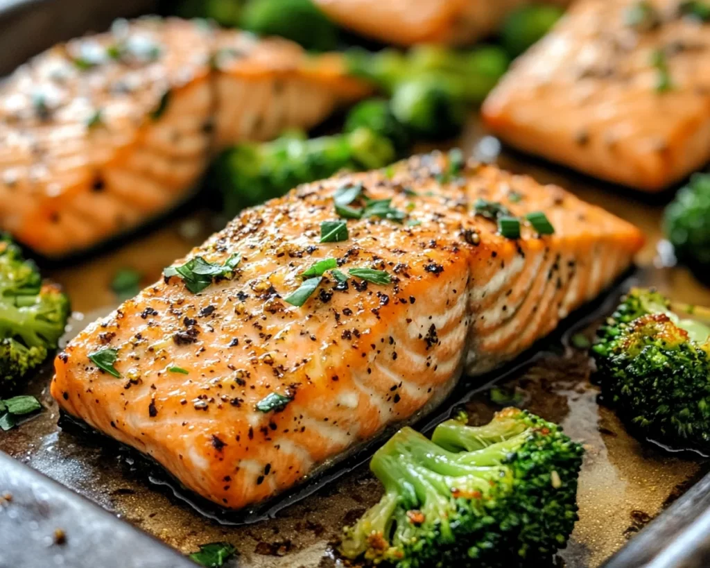 Salmon Recipes: Sheet Pan Salmon With Broccoli and Garlic Butter in 20 Minutes